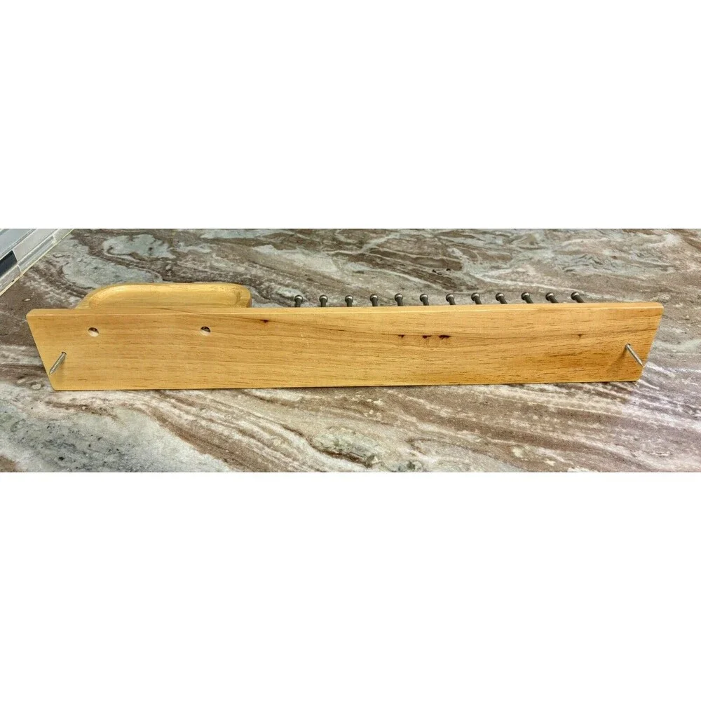 Oak TIE & BELT ORGANIZER. 24 Brushed Chrome Color Pegs, 2 Hooks & Shelf